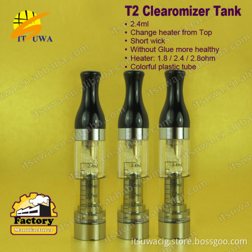 Super E Cigarette Fancy Colorful Tube in Itlay and Malaysia France, Clearomiser T2, Tanks T2